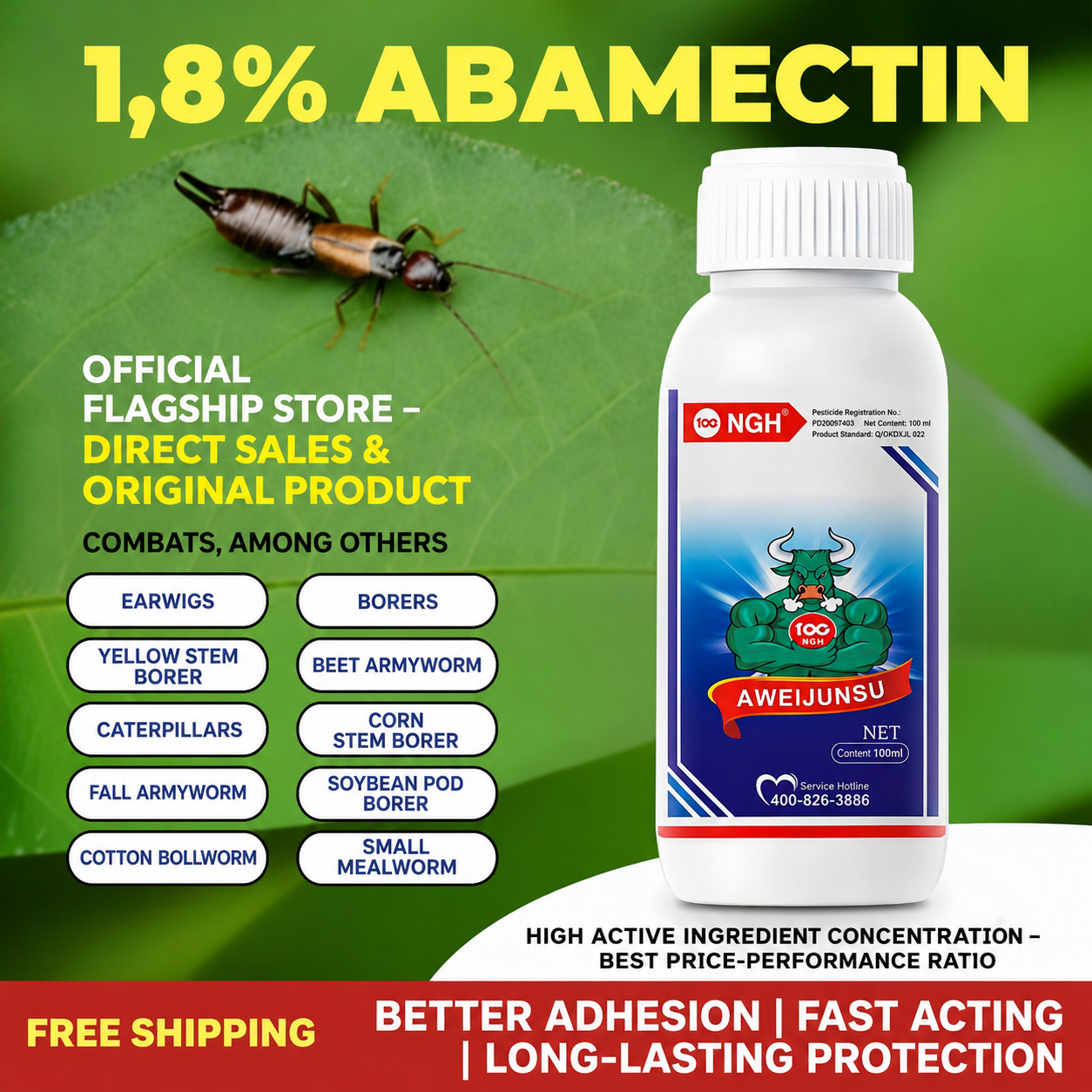 Abamectin 1.8% EC – Insecticide & Miticide for Vegetables, Fruits & Ornamental Plants