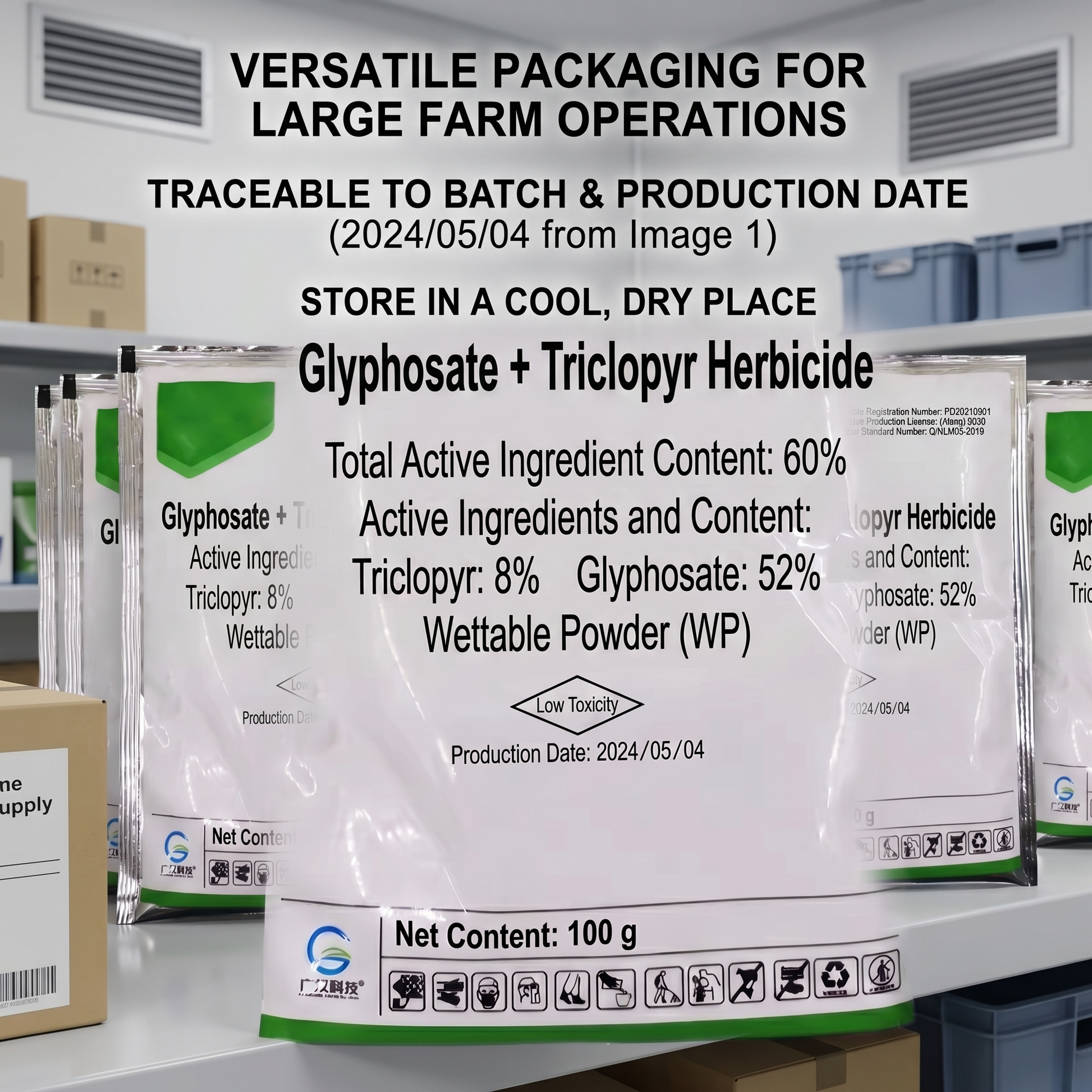 Glyphosate Trichloropyrimidinyl Phosphonate 60% Herbicide for Weed Control Systemic Weed Management