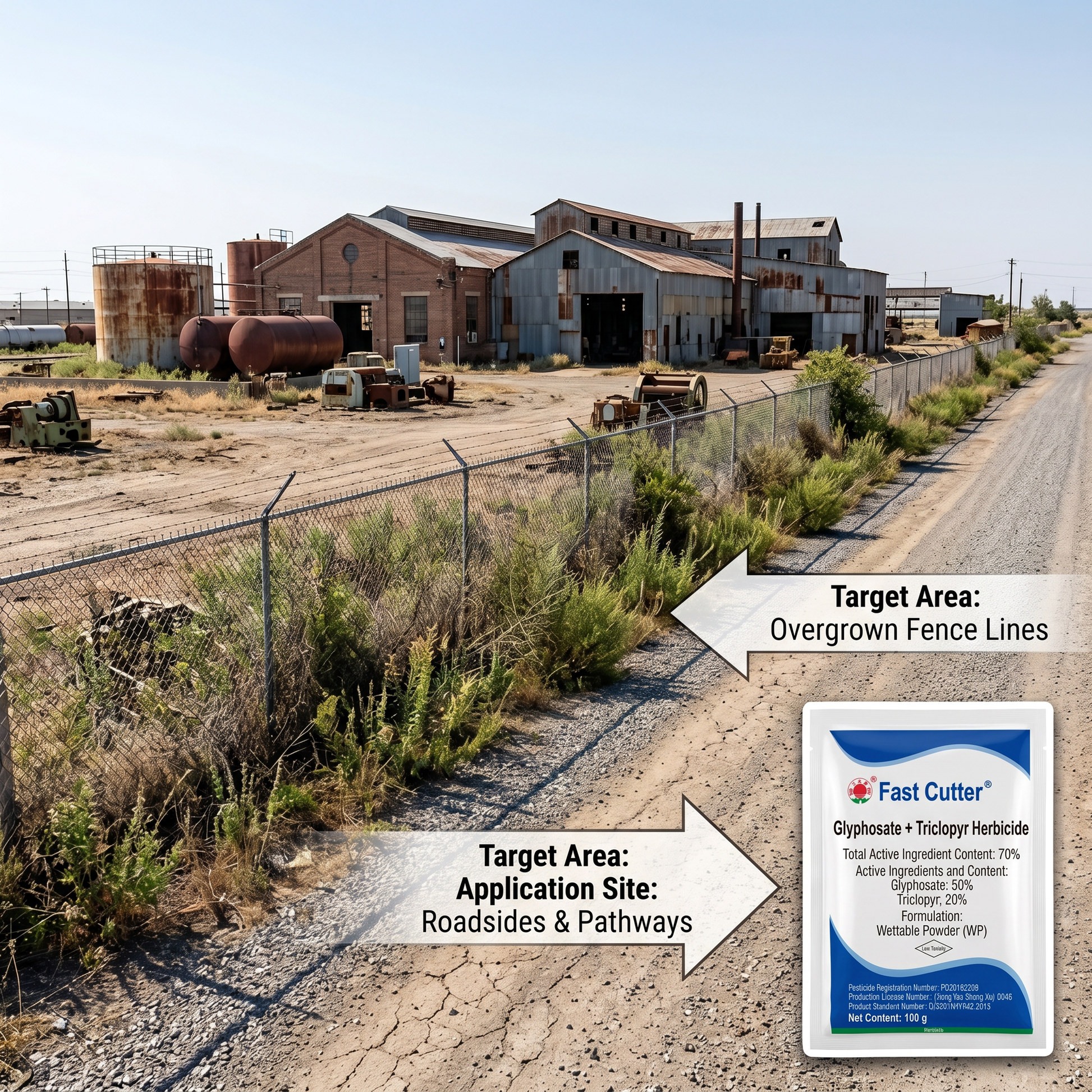 Glyphosate Triclopyr 70% Herbicide for Non-Agricultural Weed Control 100g Systemic Weed Management