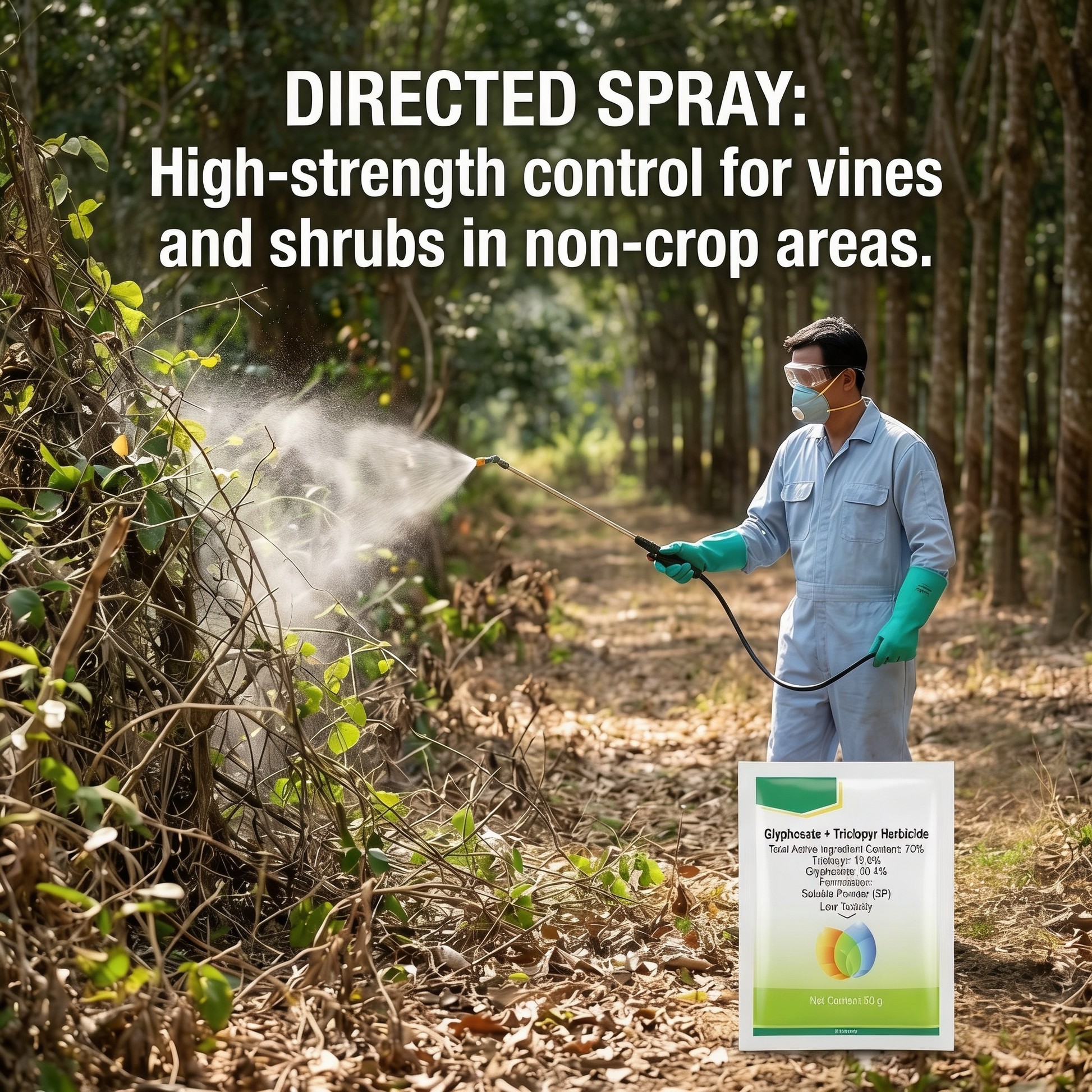 Glyphosate Trichloropyrimidinyl Acid 70% Herbicide for Vine & Shrub Weed Control | Systemic Weed Management