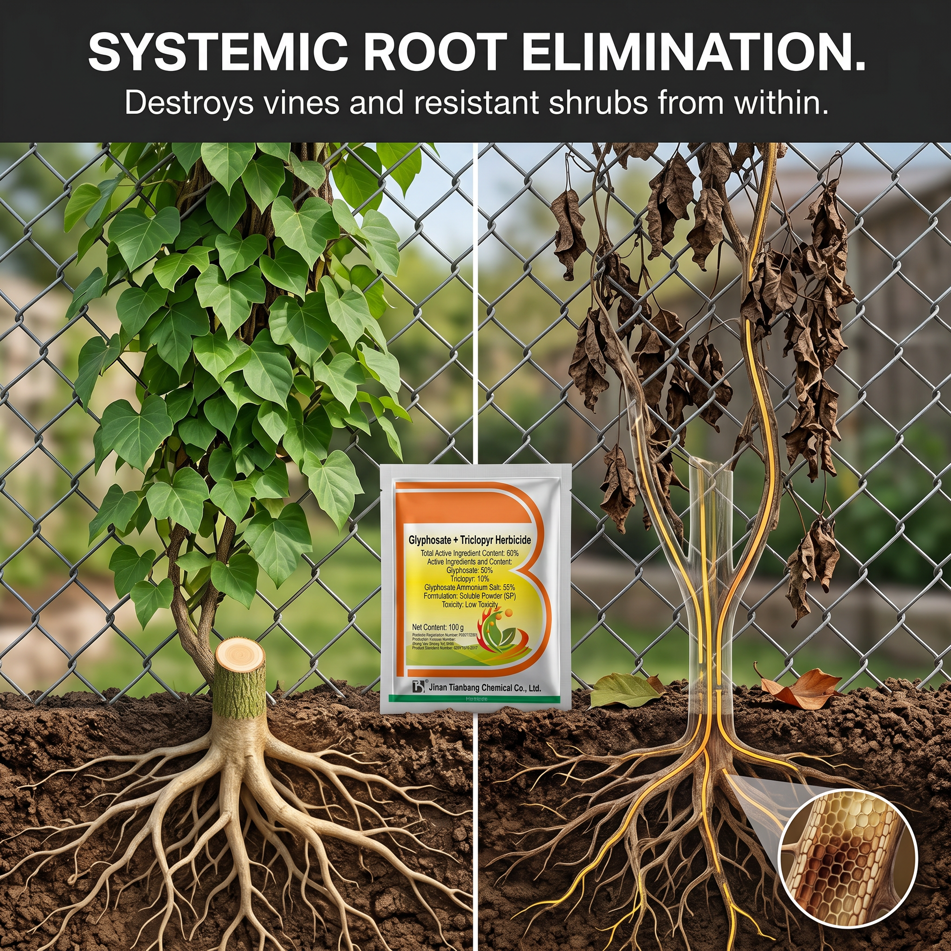 Glyphosate Trichloropyridinyl 60% Herbicide for Vine & Shrub Weed Control 100g | Systemic Weed Management