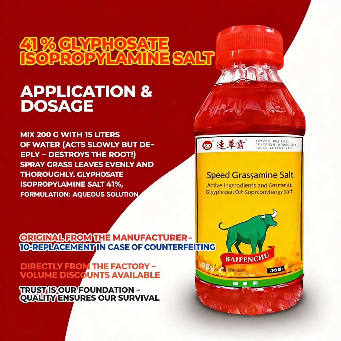 Glyphosate-based herbicide (41% concentrate) – For professional vegetation control